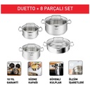 Tefal Duetto 8 Parça Çelik Tencere Seti
