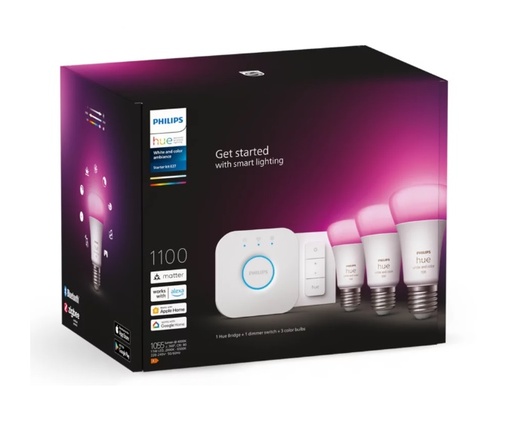 [PHI013] Philips Hue Renkli Akıllı Başlangıç Seti 3'lü Kumandalı E27 Bluetooth Özellikli