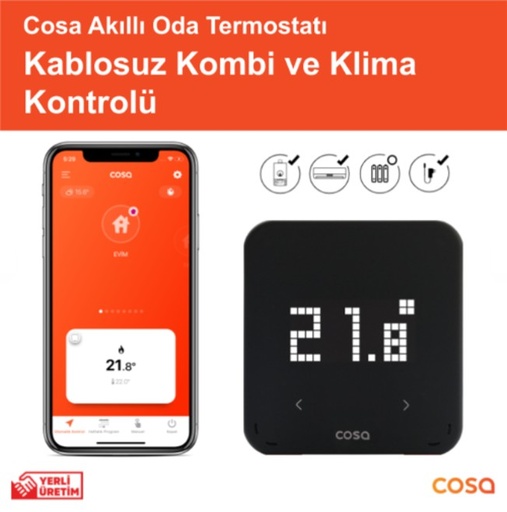 [COS008] Cosa Akıllı Oda Termostatı Kablosuz Kombi ve Klima Kontrolü P4TR-21-AC